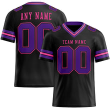 Load image into Gallery viewer, Custom Black Purple-Pink Authentic Football Jersey