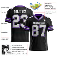 Load image into Gallery viewer, Custom Black White Purple-Gray Authentic Football Jersey