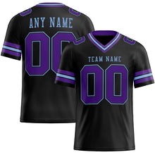 Load image into Gallery viewer, Custom Black Purple-Light Blue Authentic Football Jersey