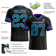Load image into Gallery viewer, Custom Black Teal-Purple Authentic Football Jersey