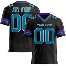 Load image into Gallery viewer, Custom Black Teal-Purple Authentic Football Jersey