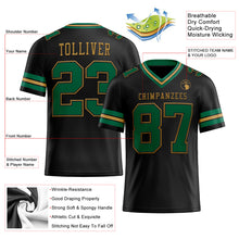 Load image into Gallery viewer, Custom Black Kelly Green-Old Gold Authentic Football Jersey
