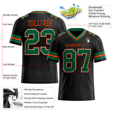 Load image into Gallery viewer, Custom Black Kelly Green-Orange Authentic Football Jersey