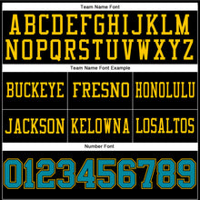 Load image into Gallery viewer, Custom Black Teal-Yellow Authentic Football Jersey
