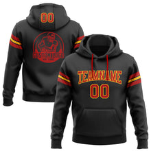 Load image into Gallery viewer, Custom Stitched Black Red-Gold Football Pullover Sweatshirt Hoodie