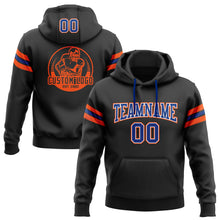 Load image into Gallery viewer, Custom Stitched Black Royal-Orange Football Pullover Sweatshirt Hoodie