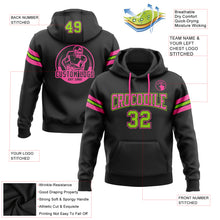 Load image into Gallery viewer, Custom Stitched Black Neon Green-Pink Football Pullover Sweatshirt Hoodie