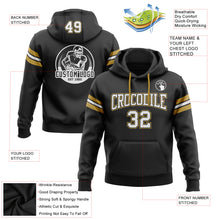 Load image into Gallery viewer, Custom Stitched Black White-Old Gold Football Pullover Sweatshirt Hoodie