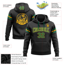Load image into Gallery viewer, Custom Stitched Black Kelly Green-Gold Football Pullover Sweatshirt Hoodie
