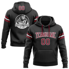 Load image into Gallery viewer, Custom Stitched Black Crimson-White Football Pullover Sweatshirt Hoodie