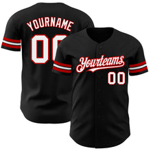Load image into Gallery viewer, Custom Black White-Red Authentic Baseball Jersey