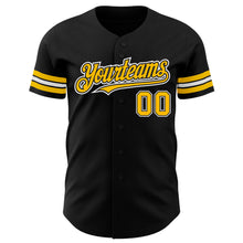 Load image into Gallery viewer, Custom Black Gold-White Authentic Baseball Jersey
