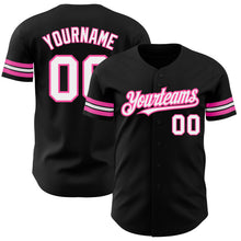 Load image into Gallery viewer, Custom Black White-Pink Authentic Baseball Jersey