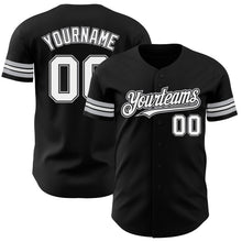 Load image into Gallery viewer, Custom Black White-Gray Authentic Baseball Jersey