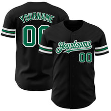 Load image into Gallery viewer, Custom Black Kelly Green=White Authentic Baseball Jersey