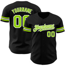 Load image into Gallery viewer, Custom Black Neon Green-White Authentic Baseball Jersey
