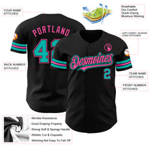 Load image into Gallery viewer, Custom Black Aqua-Pink Authentic Baseball Jersey