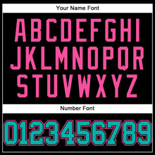 Load image into Gallery viewer, Custom Black Aqua-Pink Authentic Baseball Jersey