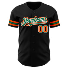 Load image into Gallery viewer, Custom Black Orange-Kelly Green Authentic Baseball Jersey