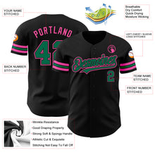 Load image into Gallery viewer, Custom Black Kelly Green-Pink Authentic Baseball Jersey