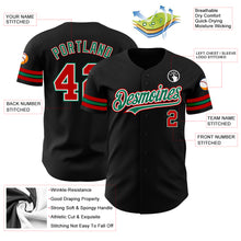 Load image into Gallery viewer, Custom Black Red-Kelly Green Authentic Baseball Jersey