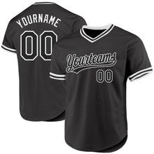 Load image into Gallery viewer, Custom Black White Authentic Throwback Baseball Jersey