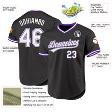 Load image into Gallery viewer, Custom Black White-Purple Authentic Throwback Baseball Jersey