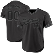 Load image into Gallery viewer, Custom Black Steel Gray Authentic Throwback Baseball Jersey