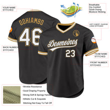 Load image into Gallery viewer, Custom Black White-Old Gold Authentic Throwback Baseball Jersey