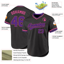 Load image into Gallery viewer, Custom Black Purple-Pink Authentic Throwback Baseball Jersey