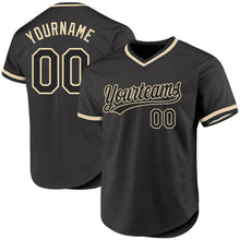 Load image into Gallery viewer, Custom Black Cream Authentic Throwback Baseball Jersey