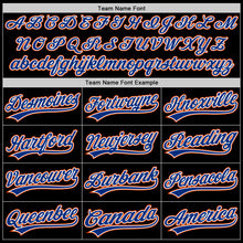 Load image into Gallery viewer, Custom Black Royal-Orange Authentic Throwback Baseball Jersey