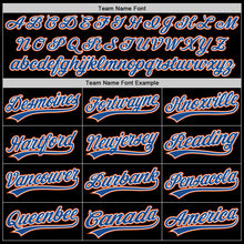 Load image into Gallery viewer, Custom Black Blue-Orange Authentic Throwback Baseball Jersey