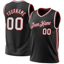 Load image into Gallery viewer, Custom Black White-Red Authentic Throwback Basketball Jersey
