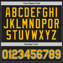 Load image into Gallery viewer, Custom Black Gold-White Authentic Throwback Basketball Jersey