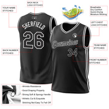 Load image into Gallery viewer, Custom Black White Authentic Throwback Basketball Jersey