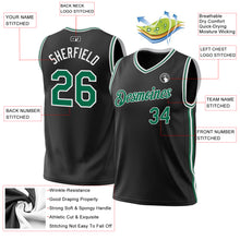 Load image into Gallery viewer, Custom Black Kelly Green-White Authentic Throwback Basketball Jersey