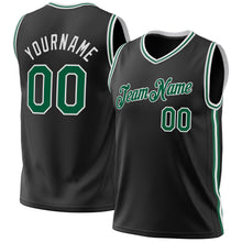 Load image into Gallery viewer, Custom Black Kelly Green-White Authentic Throwback Basketball Jersey
