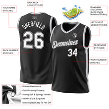 Load image into Gallery viewer, Custom Black White-Gray Authentic Throwback Basketball Jersey