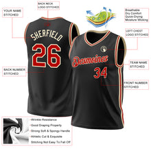 Load image into Gallery viewer, Custom Black Red-Cream Authentic Throwback Basketball Jersey