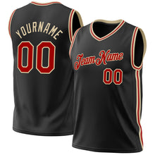 Load image into Gallery viewer, Custom Black Red-Cream Authentic Throwback Basketball Jersey