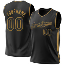 Load image into Gallery viewer, Custom Black Old Gold Authentic Throwback Basketball Jersey
