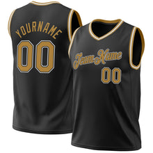 Load image into Gallery viewer, Custom Black Old Gold-White Authentic Throwback Basketball Jersey