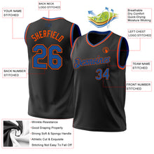 Load image into Gallery viewer, Custom Black Blue-Orange Authentic Throwback Basketball Jersey