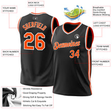 Load image into Gallery viewer, Custom Black Orange-White Authentic Throwback Basketball Jersey