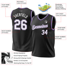 Load image into Gallery viewer, Custom Black Purple-Gray Authentic Throwback Basketball Jersey