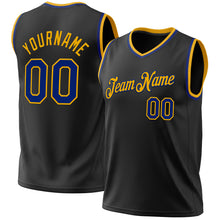 Load image into Gallery viewer, Custom Black Royal-Gold Authentic Throwback Basketball Jersey