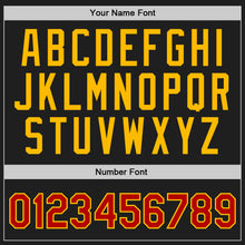 Load image into Gallery viewer, Custom Black Red-Gold Authentic Throwback Basketball Jersey