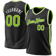 Load image into Gallery viewer, Custom Black Neon Green-White Authentic Throwback Basketball Jersey