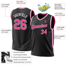 Load image into Gallery viewer, Custom Black Pink-White Authentic Throwback Basketball Jersey